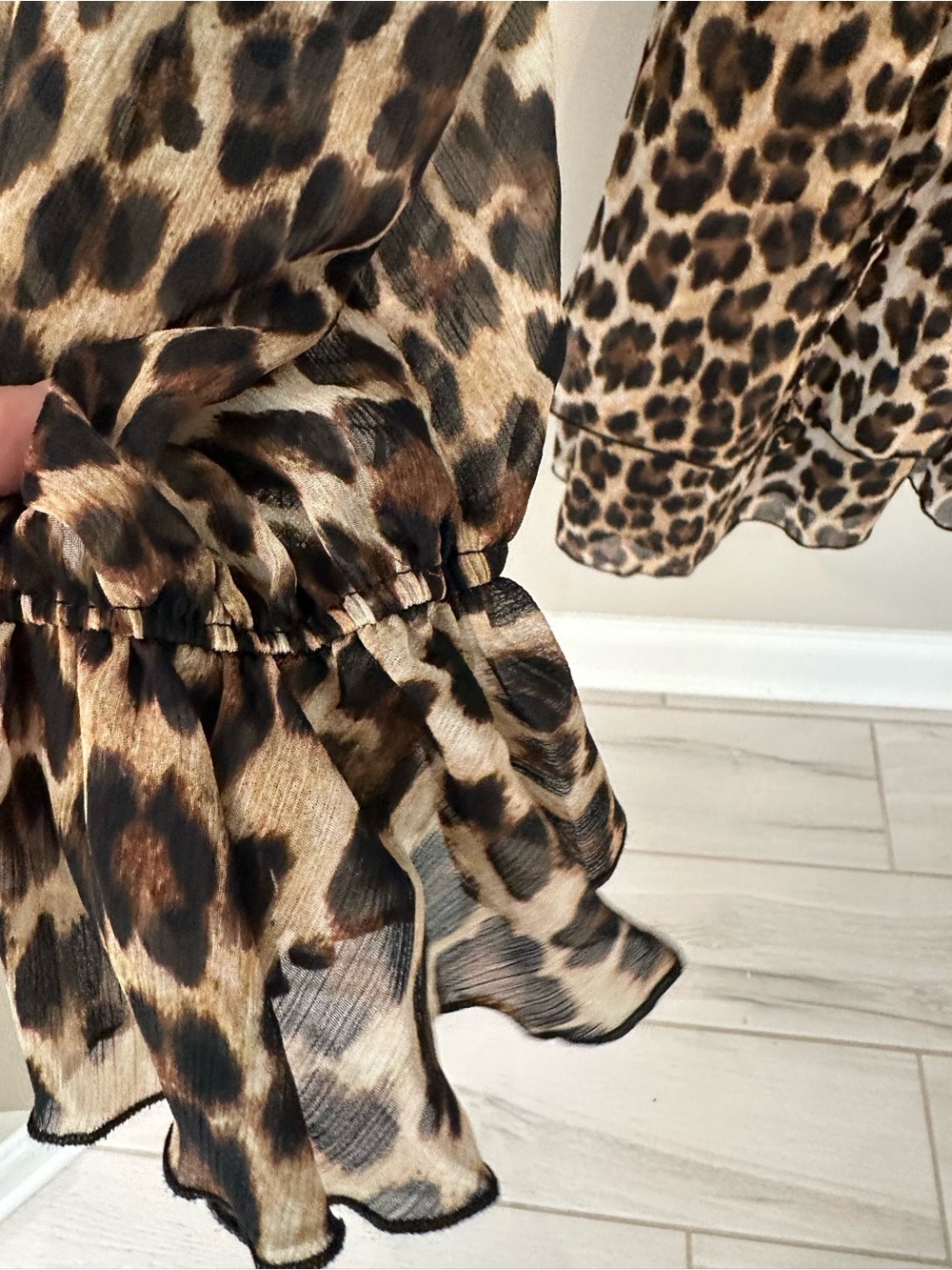 Mango Leopard Print Long-Sleeve Ruffle Dress - Picture 6 of 8